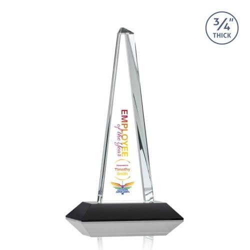 Awards and Trophies - Crystal Awards - Majestic Tower Full Color Black Towers Crystal Award
