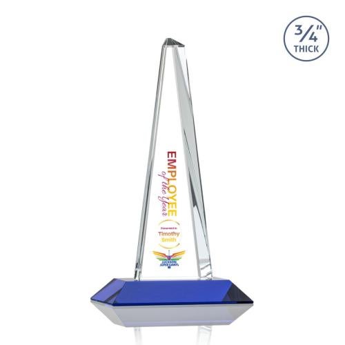 Awards and Trophies - Crystal Awards - Majestic Tower Full Color Blue Towers Crystal Award