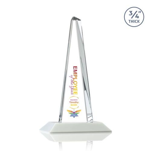 Awards and Trophies - Crystal Awards - Majestic Tower Full Color White Towers Crystal Award