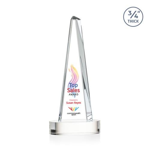 Awards and Trophies - Crystal Awards - Majestic Tower Full Color Clear on Alberton Base Towers Crystal Award