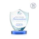 Scudo Shield Full Color Sky Blue on Alberton Base Unique Crystal Award