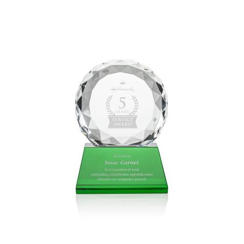 Awards and Trophies - Crystal Awards - Seville Green on Entwhistle Base Circle Crystal Award