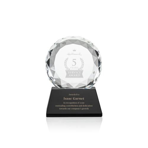 Awards and Trophies - Crystal Awards - Seville Black on Entwhistle Base Circle Crystal Award