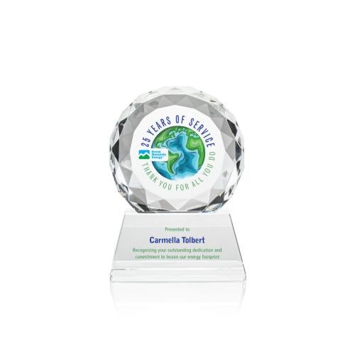 Awards and Trophies - Crystal Awards - Seville Full Color Clear on Newhaven Base Circle Crystal Award
