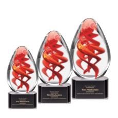 Employee Gifts - Helix Black on Paragon Base Tear Drop Glass Award