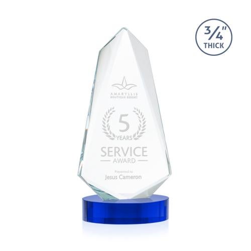 Awards and Trophies - Crystal Awards - Sheridan Blue on Alberton Oval Base Unique Crystal Award