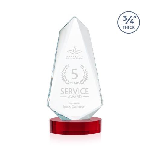 Awards and Trophies - Crystal Awards - Sheridan Red on Alberton Base Unique Crystal Award