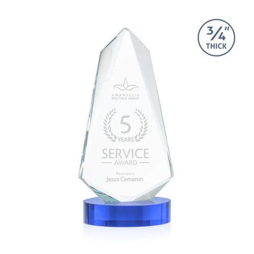 Awards and Trophies - Crystal Awards - Sheridan Sky Blue on Alberton Base Unique Crystal Award