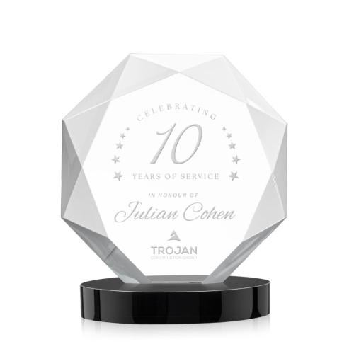 Awards and Trophies - Crystal Awards - Kitchener Black on Alberton Base Polygon Crystal Award