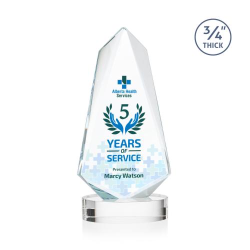 Awards and Trophies - Crystal Awards - Sheridan Full Color Clear on Alberton Base Unique Crystal Award