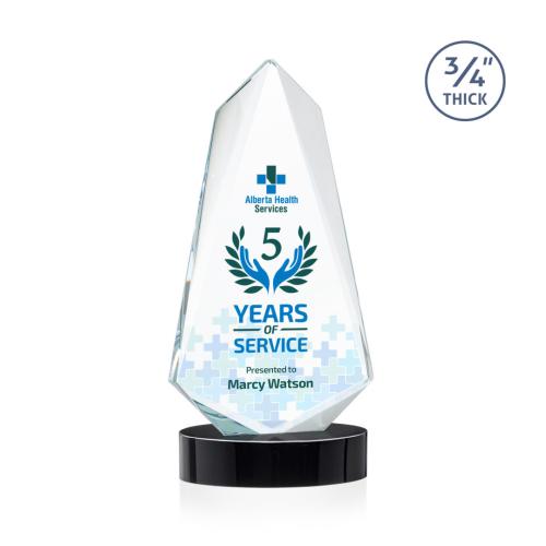 Awards and Trophies - Crystal Awards - Sheridan Full Color Black on Alberton Base Unique Crystal Award