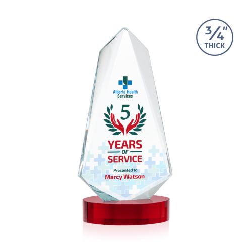 Awards and Trophies - Crystal Awards - Sheridan Full Color Red on Alberton Base Unique Crystal Award