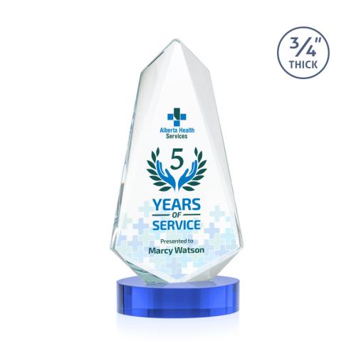 Awards and Trophies - Crystal Awards - Sheridan Full Color Sky Blue on Alberton Base Unique Crystal Award
