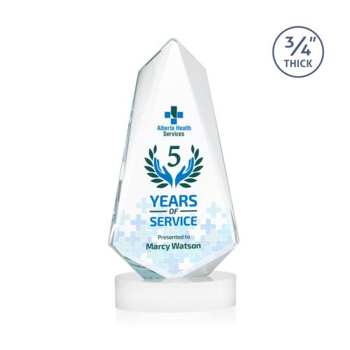 Awards and Trophies - Crystal Awards - Sheridan Full Color White on Alberton Base Unique Crystal Award