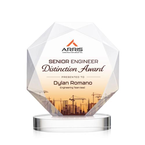 Awards and Trophies - Crystal Awards - Kitchener Full Color Starfire on Alberton Base Polygon Crystal Award