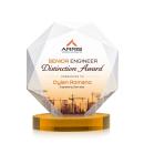 Kitchener Full Color Amber on Alberton Base Polygon Crystal Award