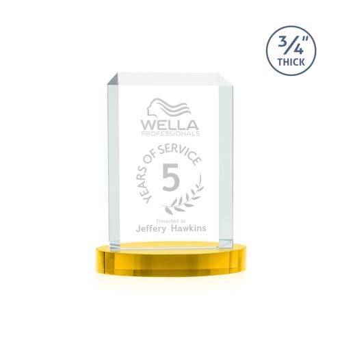 Awards and Trophies - Crystal Awards - Dalton Gold on Alberton Base Rectangle Crystal Award