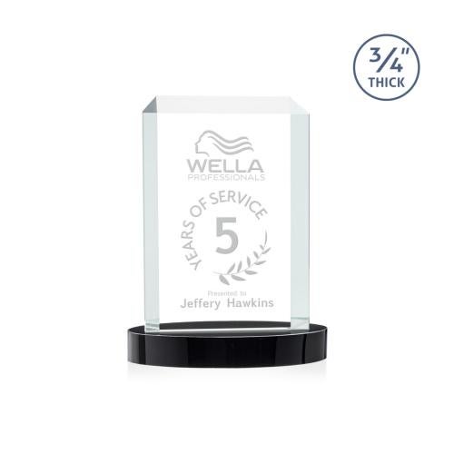 Awards and Trophies - Crystal Awards - Dalton Black on Alberton Base Rectangle Crystal Award