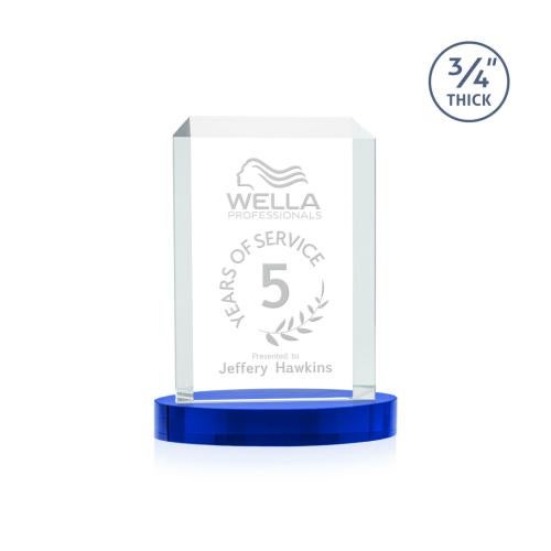Awards and Trophies - Crystal Awards - Dalton Blue on Alberton Base Rectangle Crystal Award