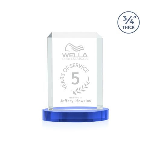 Awards and Trophies - Crystal Awards - Dalton Sky Blue on Alberton Base Rectangle Crystal Award