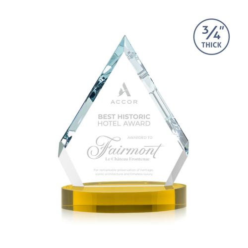 Awards and Trophies - Crystal Awards - Apex Gold on Alberton Base Diamond Crystal Award