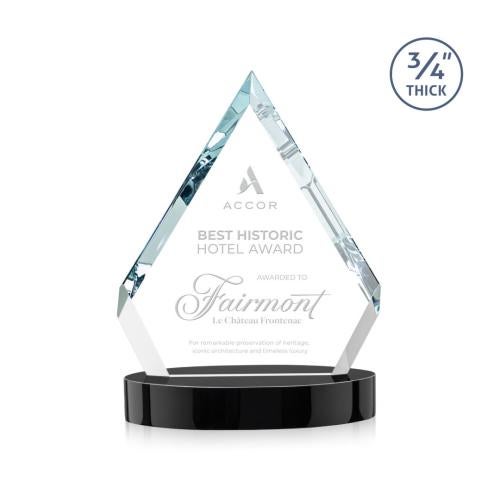 Awards and Trophies - Crystal Awards - Apex Black on Alberton Base Diamond Crystal Award