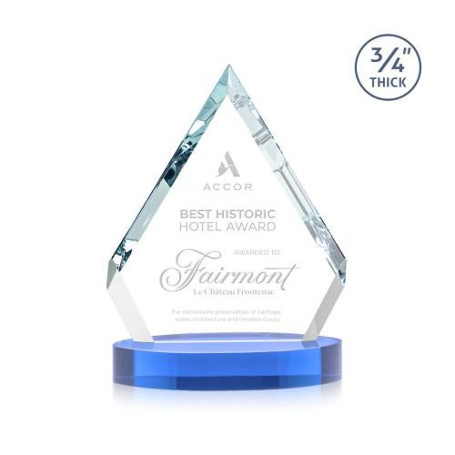 Awards and Trophies - Crystal Awards - Apex Sky Blue on Alberton Base Diamond Crystal Award