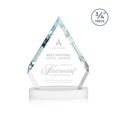 Awards and Trophies - Crystal Awards - Apex White on Alberton Base Diamond Crystal Award