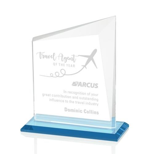 Awards and Trophies - Crystal Awards - Bellamy Sky Blue  Peaks Crystal Award