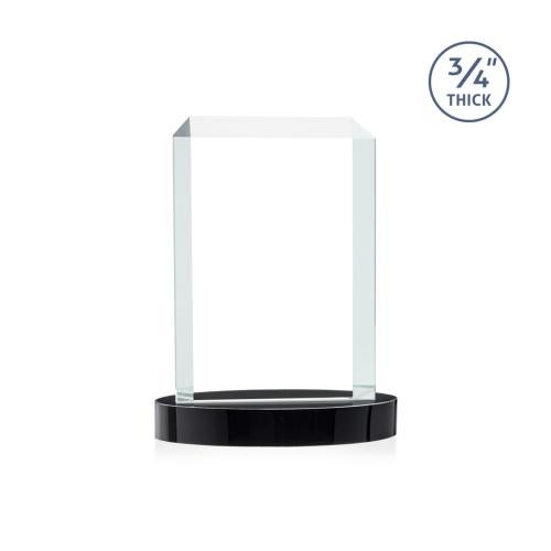 Awards and Trophies - Crystal Awards - Dalton Full Color Black on Alberton Base Rectangle Crystal Award