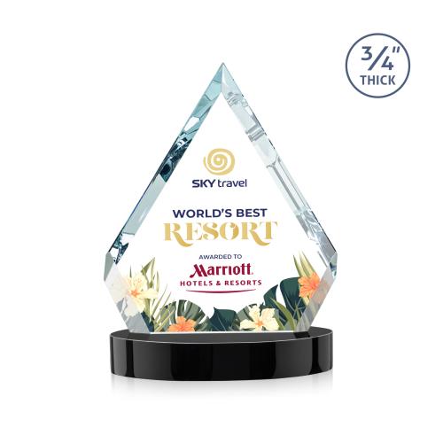 Awards and Trophies - Crystal Awards - Apex Full Color Black on Alberton Base Diamond Crystal Award