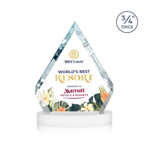 Awards and Trophies - Crystal Awards - Apex Full Color White on Alberton Base Diamond Crystal Award