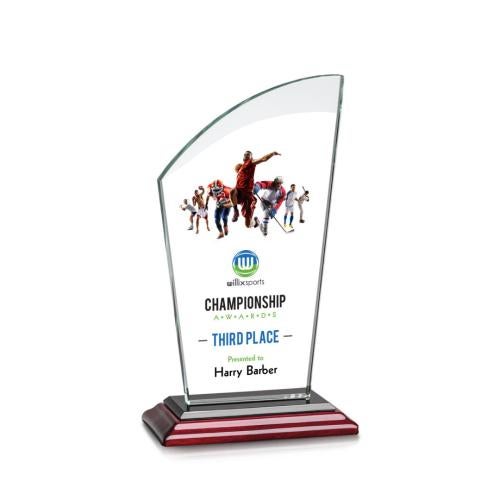 Awards and Trophies - Crystal Awards - Tomkins Full Color Rosewood Peaks Crystal Award