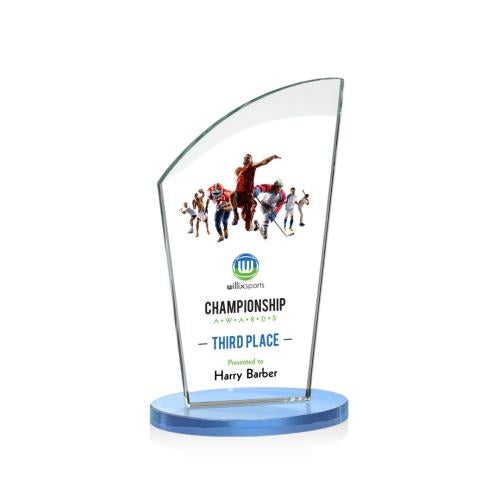 Awards and Trophies - Crystal Awards - Tomkins Full Color Sky Blue Peaks Crystal Award
