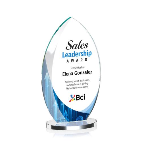 Awards and Trophies - Full Color Imprint - Windermere Full Color Clear Flame Crystal Award