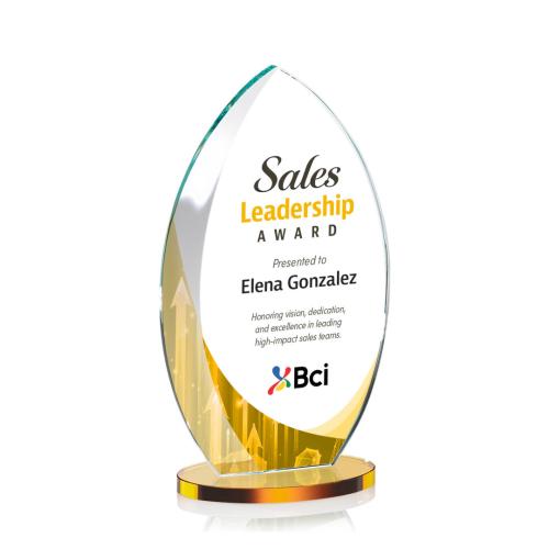 Awards and Trophies - Full Color Imprint - Windermere Full Color Amber Flame Crystal Award