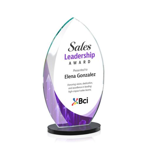 Awards and Trophies - Full Color Imprint - Windermere Full Color Black  Flame Crystal Award