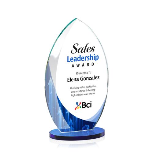 Awards and Trophies - Full Color Imprint - Windermere Full Color Blue Flame Crystal Award