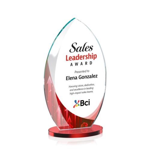 Awards and Trophies - Full Color Imprint - Windermere Full Color Red  Flame Crystal Award
