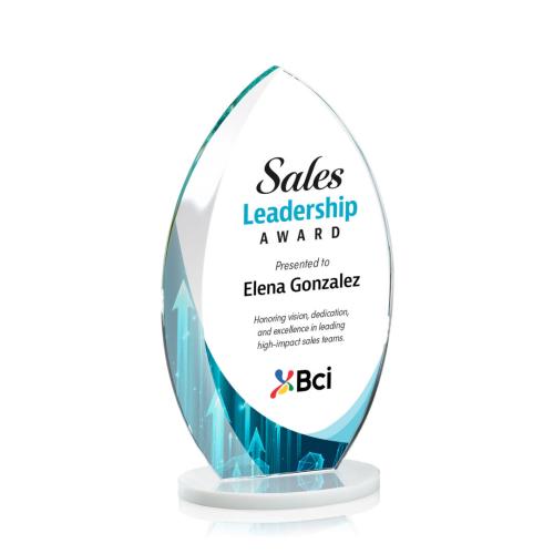 Awards and Trophies - Full Color Imprint - Windermere Full Color White  Flame Crystal Award