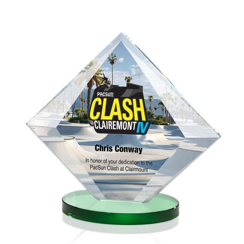 Awards and Trophies - Crystal Awards - Teston Full Color Green Diamond Crystal Award