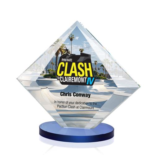 Awards and Trophies - Crystal Awards - Teston Full Color Blue Diamond Crystal Award