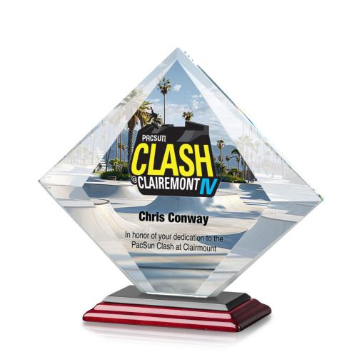 Awards and Trophies - Crystal Awards - Teston Full Color Rosewood Diamond Crystal Award