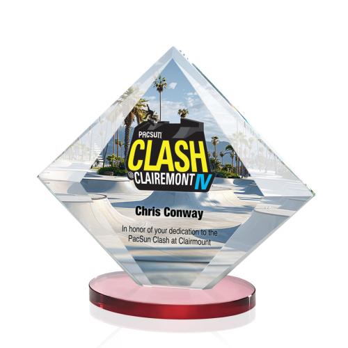 Awards and Trophies - Crystal Awards - Teston Full Color Red  Diamond Crystal Award
