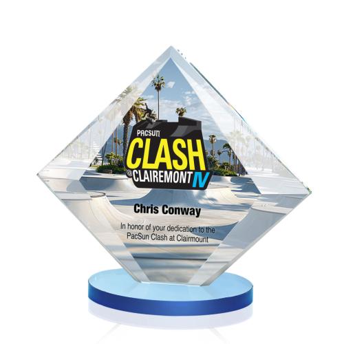 Awards and Trophies - Crystal Awards - Teston Full Color Sky Blue Diamond Crystal Award