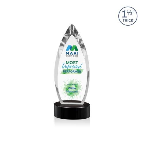 Awards and Trophies - Crystal Awards - Fortier Full Color Black on Base Peaks Crystal Award