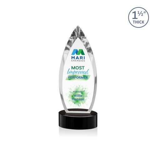 Awards and Trophies - Crystal Awards - Fortier Full Color Black on Base Peaks Crystal Award