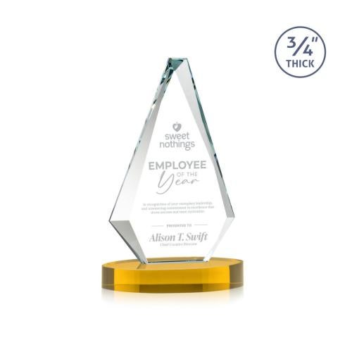 Awards and Trophies - Crystal Awards - Windsor Amber on Alberton Base Diamond Crystal Award