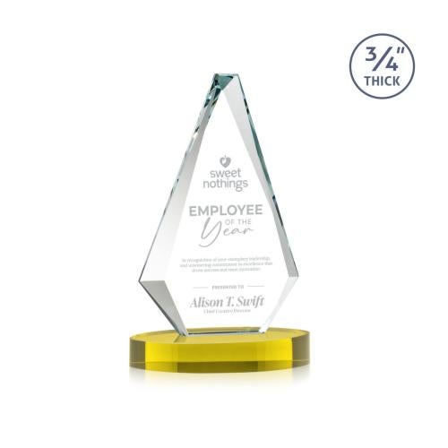 Awards and Trophies - Crystal Awards - Windsor Gold on Alberton Base Diamond Crystal Award