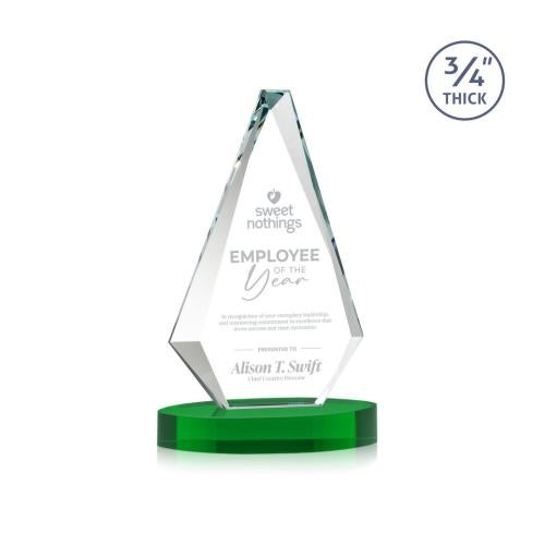 Awards and Trophies - Crystal Awards - Windsor Green on Alberton Base Diamond Crystal Award
